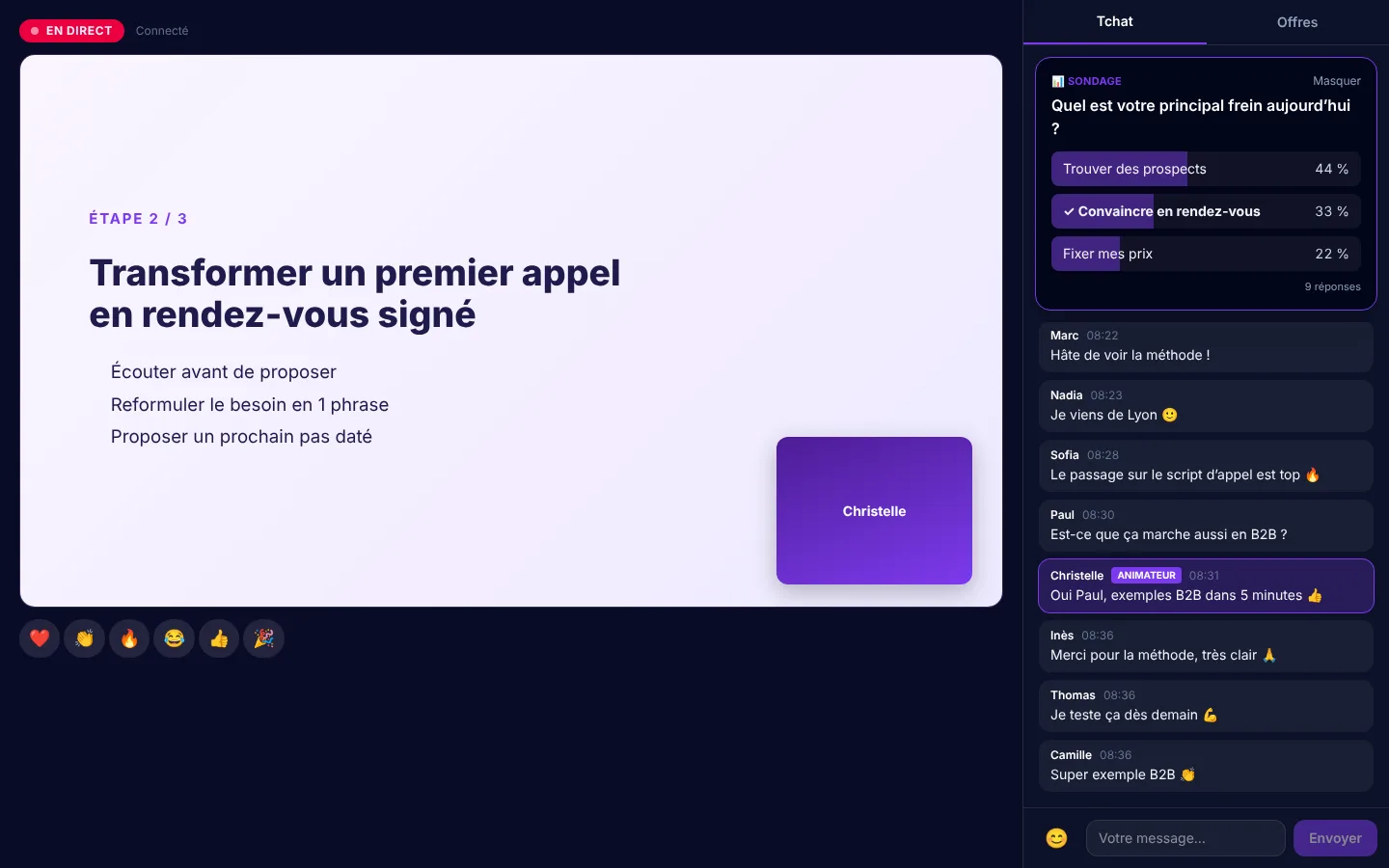 3. Le live — capture de Amphivo